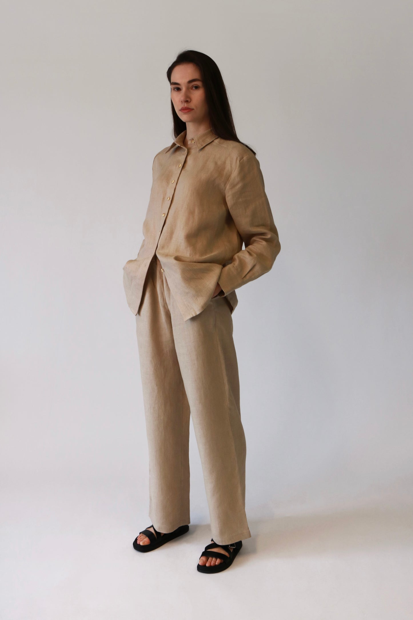 Women Linen Straight Leg Pants in Various Colors